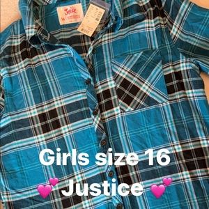 Girls button shirt size 16 New with tags Justice